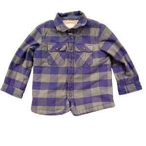 J Crew Crewcuts Toddler Kids‎ Plaid Sherpa Lined Flannel Jacket Green Size 3T
